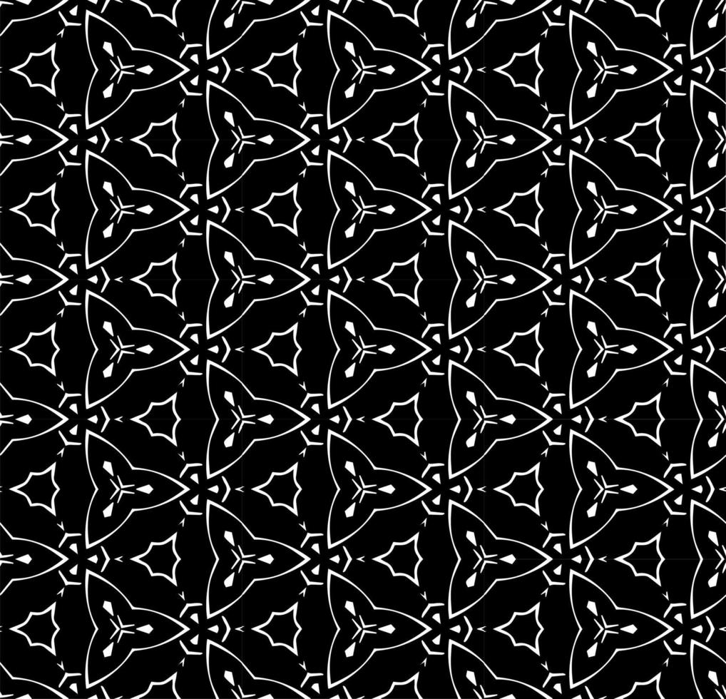 Black and white seamless abstract pattern. Background and backdrop. Grayscale ornamental design. Mosaic ornaments. Vector graphic illustration.