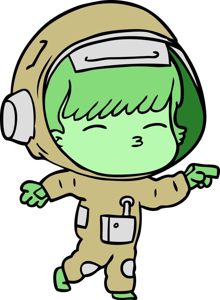 astronauta curioso de dibujos animados vector