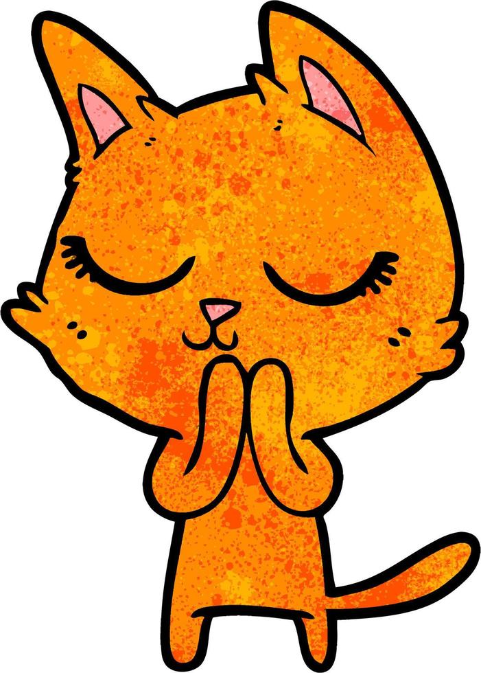 calm cartoon cat vector