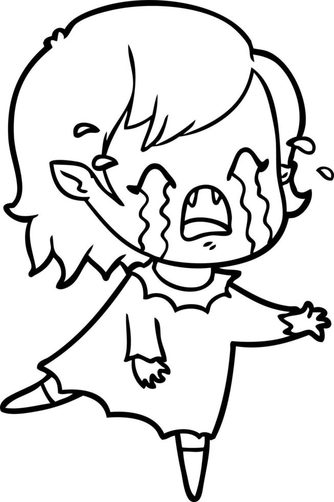 cartoon crying vampire girl vector