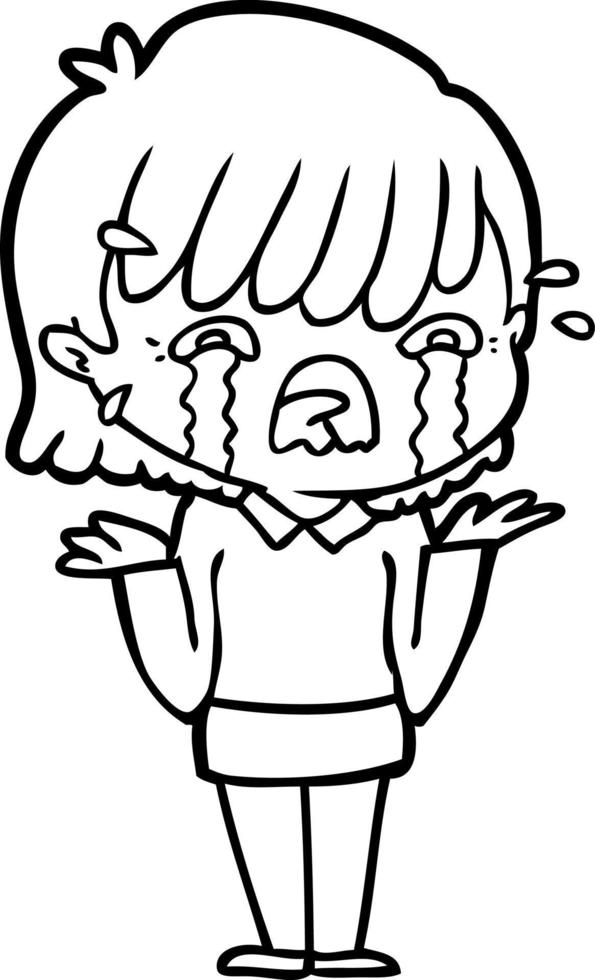 cartoon girl crying vector