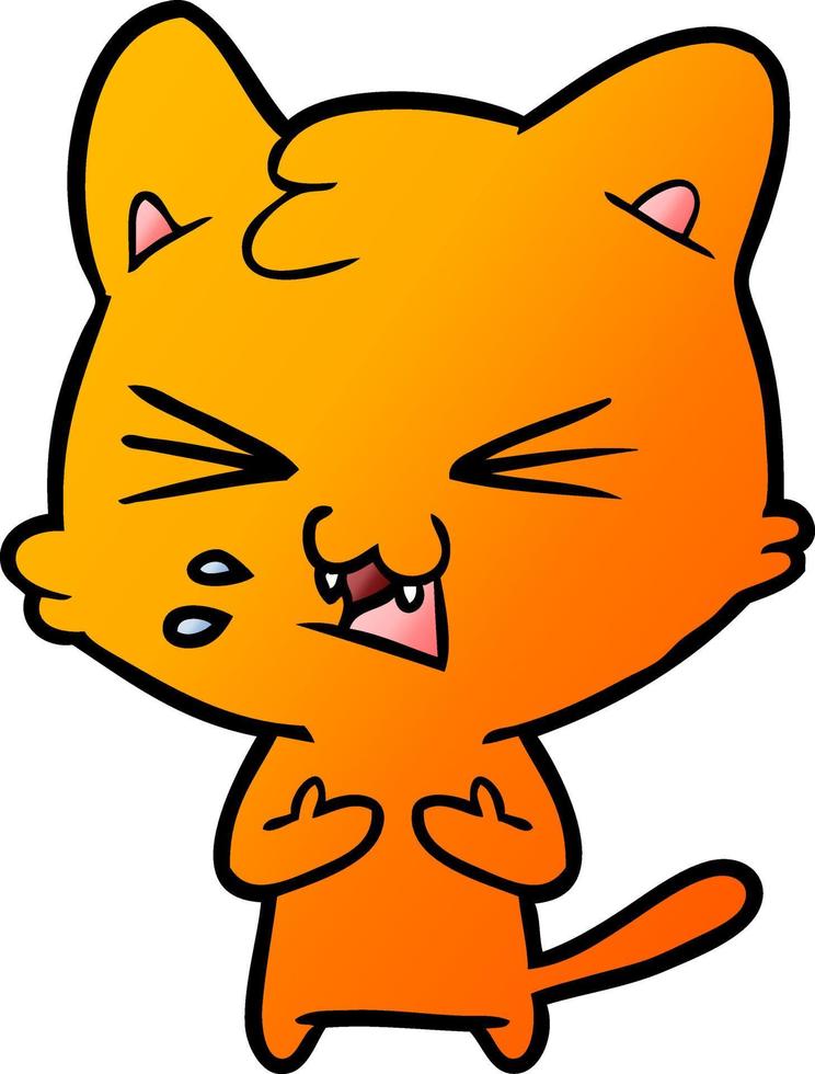 cartoon cat hissing vector