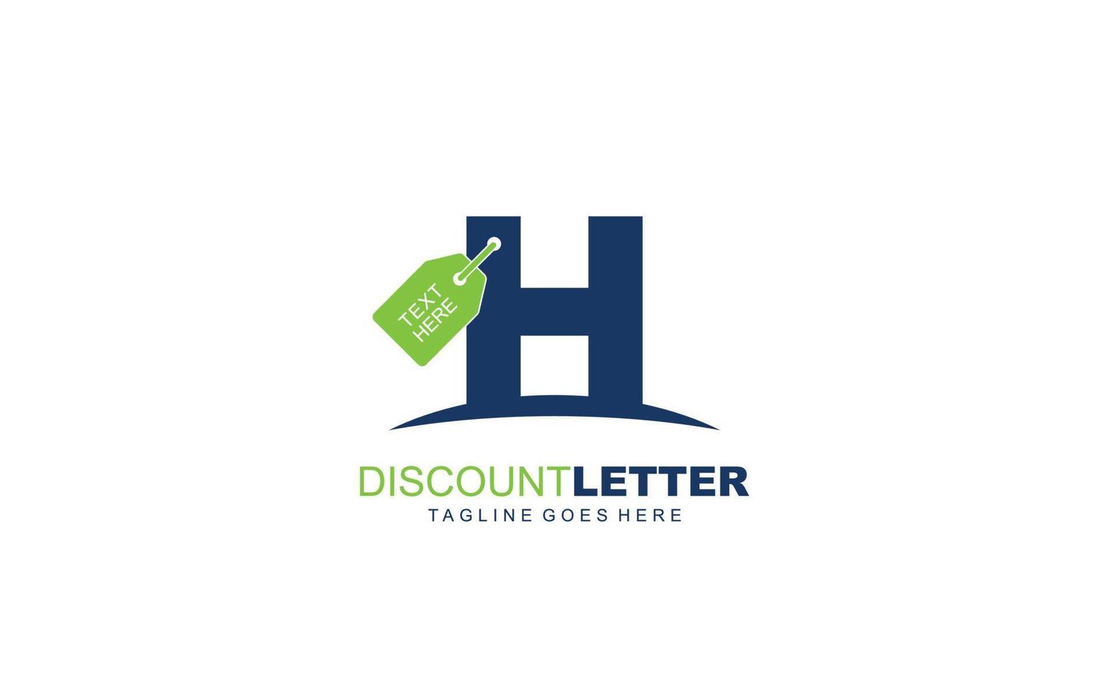 H logo discount for construction company. letter template vector illustration for your brand.