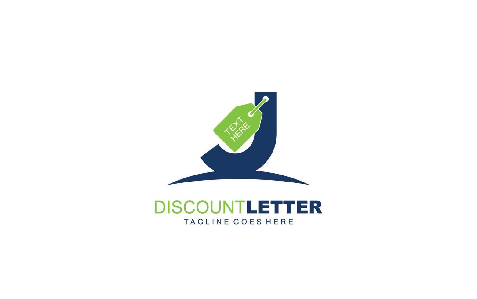 J logo discount for construction company. letter template vector illustration for your brand.