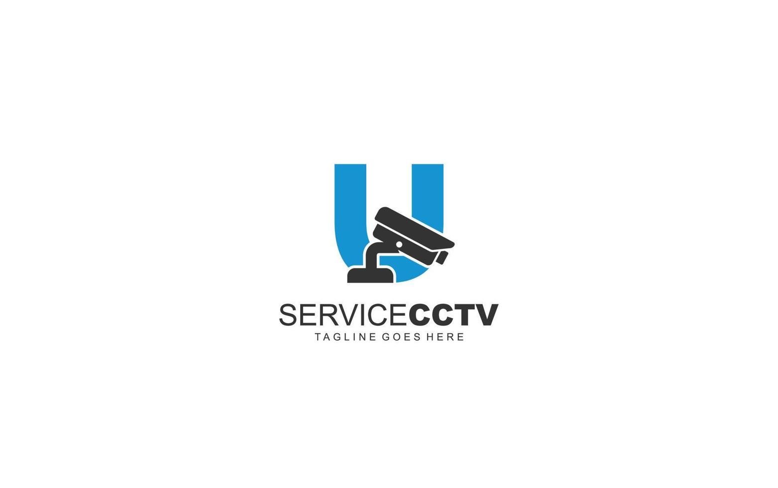 U logo cctv for identity. security template vector illustration for your brand.