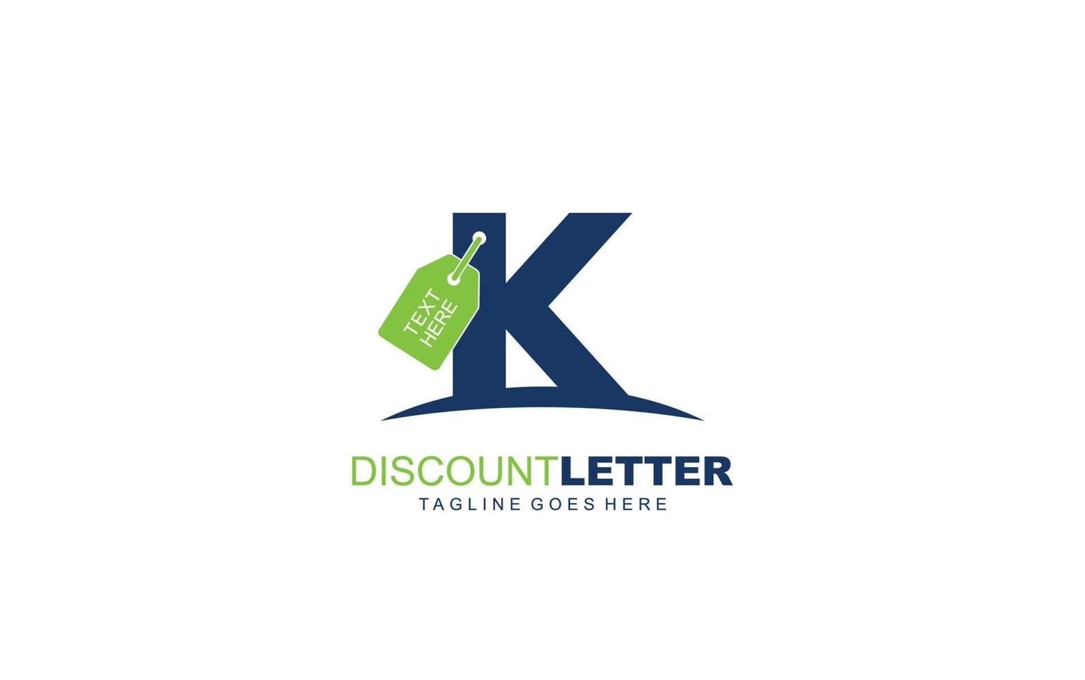 K logo discount for construction company. letter template vector illustration for your brand.
