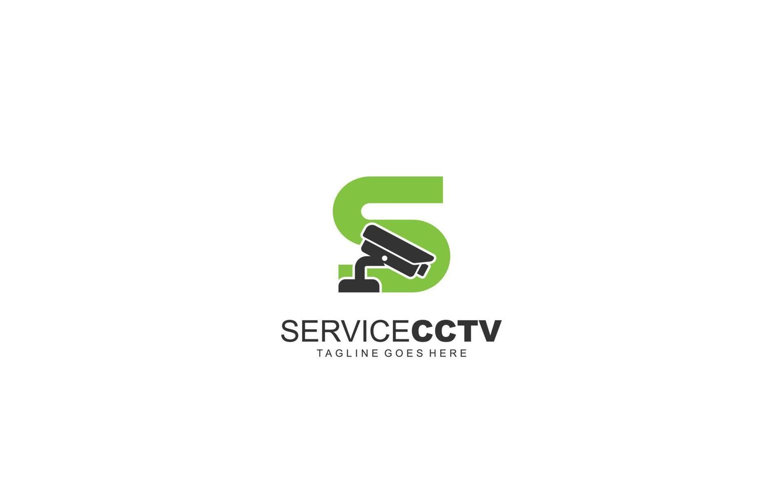 S logo cctv for identity. security template vector illustration for your brand.