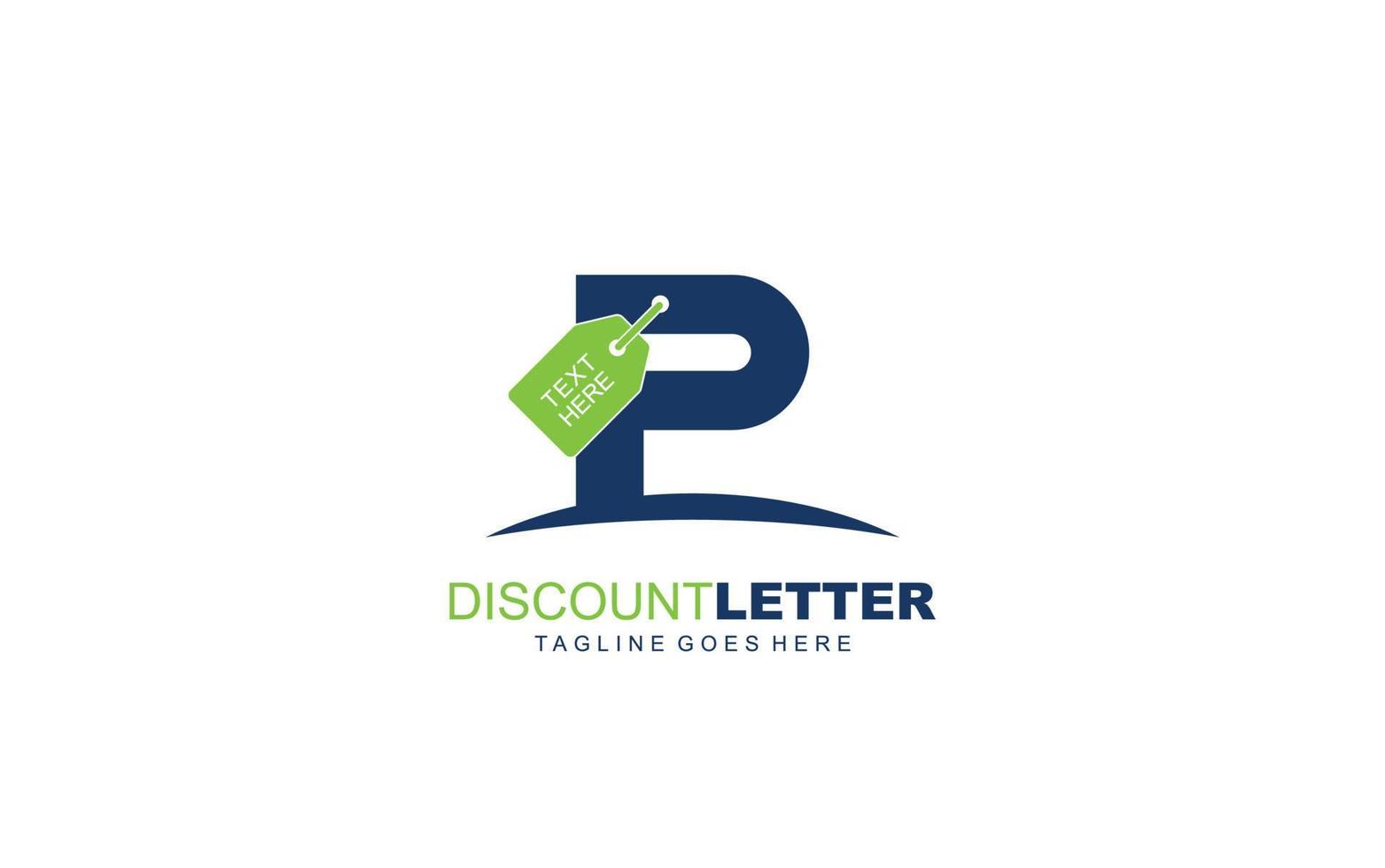 P logo discount for construction company. letter template vector illustration for your brand.
