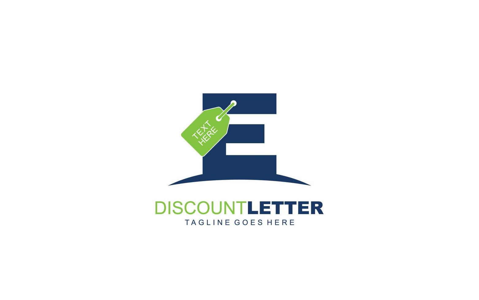 E logo discount for construction company. letter template vector illustration for your brand.