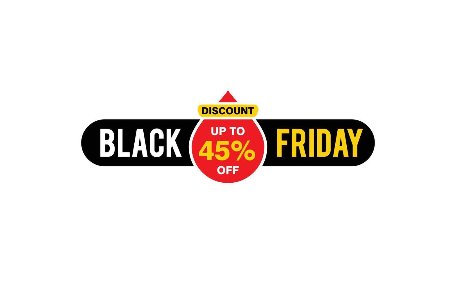 45 Percent discount black friday offer, clearance, promotion banner layout with sticker style. vector