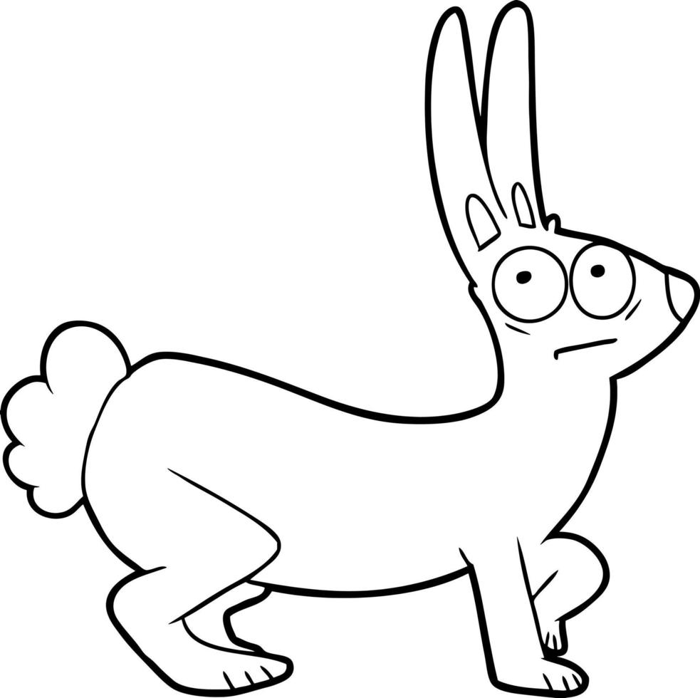 cartoon rabbit line art vector