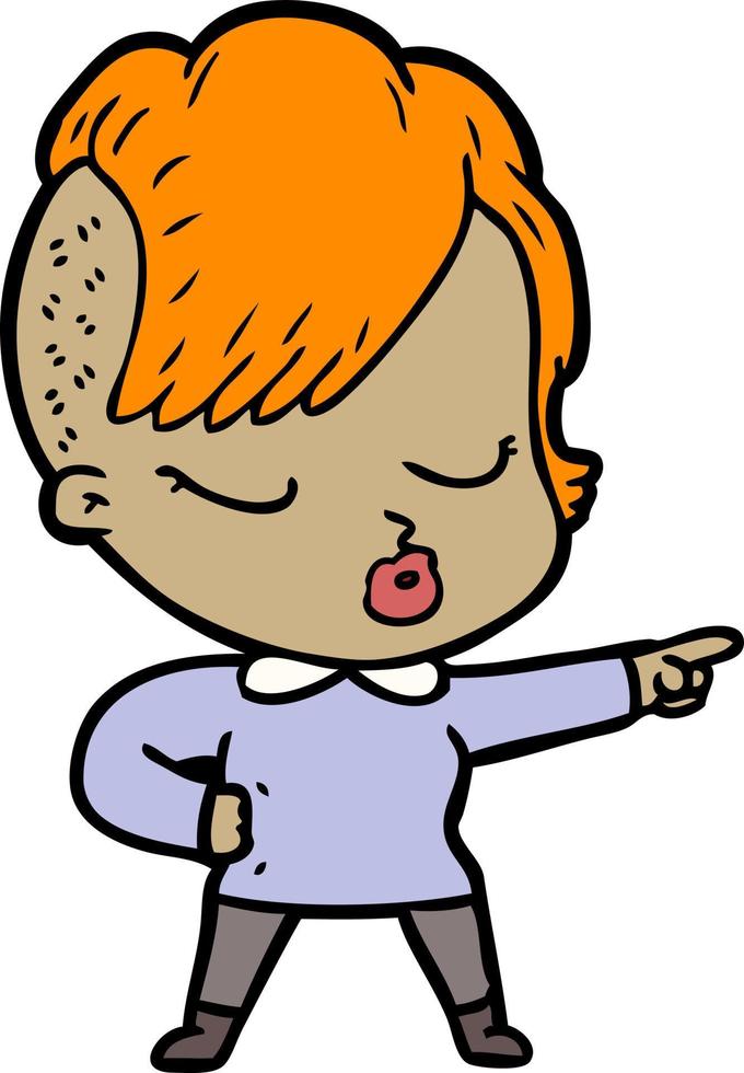 cartoon pretty hipster girl vector