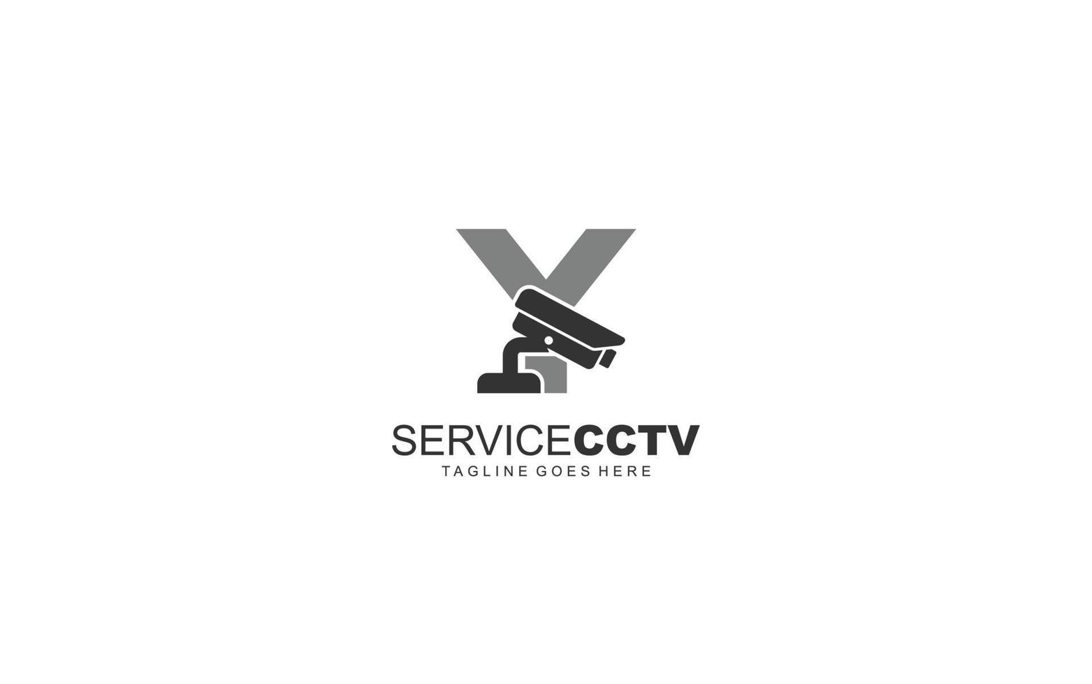 y logo cctv para identidad. ilustración de vector de plantilla de seguridad para su marca.