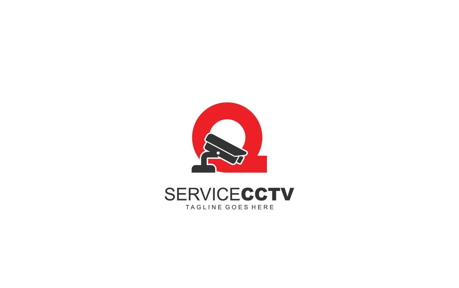 q logo cctv para identidad. ilustración de vector de plantilla de seguridad para su marca.