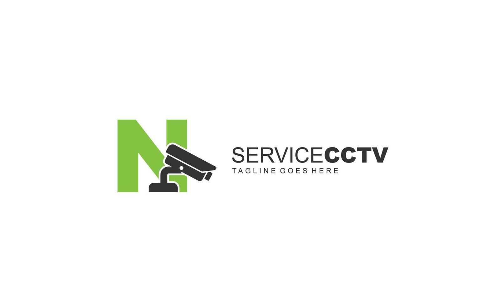 N logo cctv for identity. security template vector illustration for your brand.
