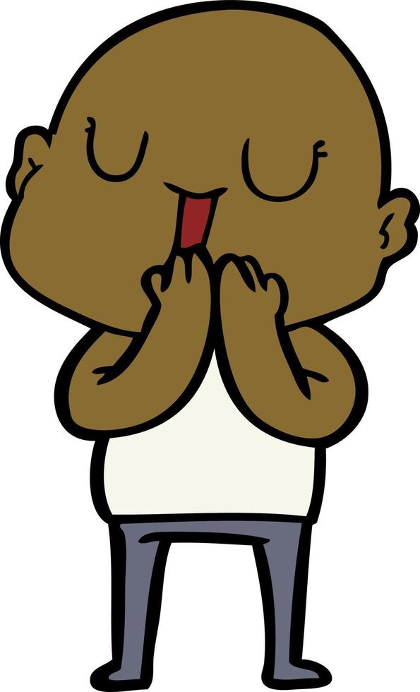 happy cartoon bald man vector