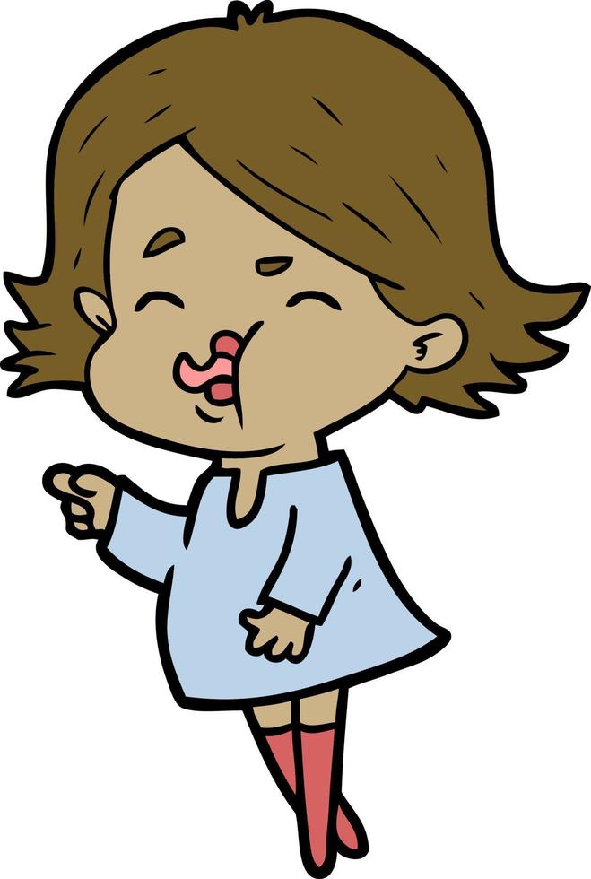 cartoon girl pulling face vector