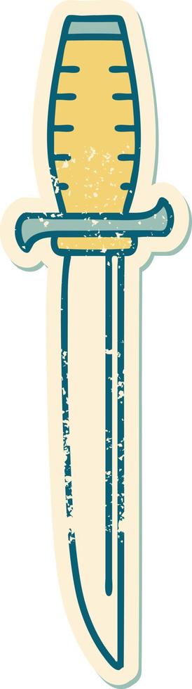 distressed sticker tattoo style icon of a dagger vector