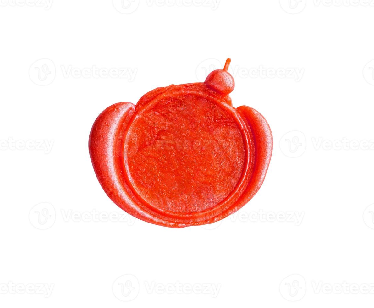Red wax stamp seal isolated on white background photo