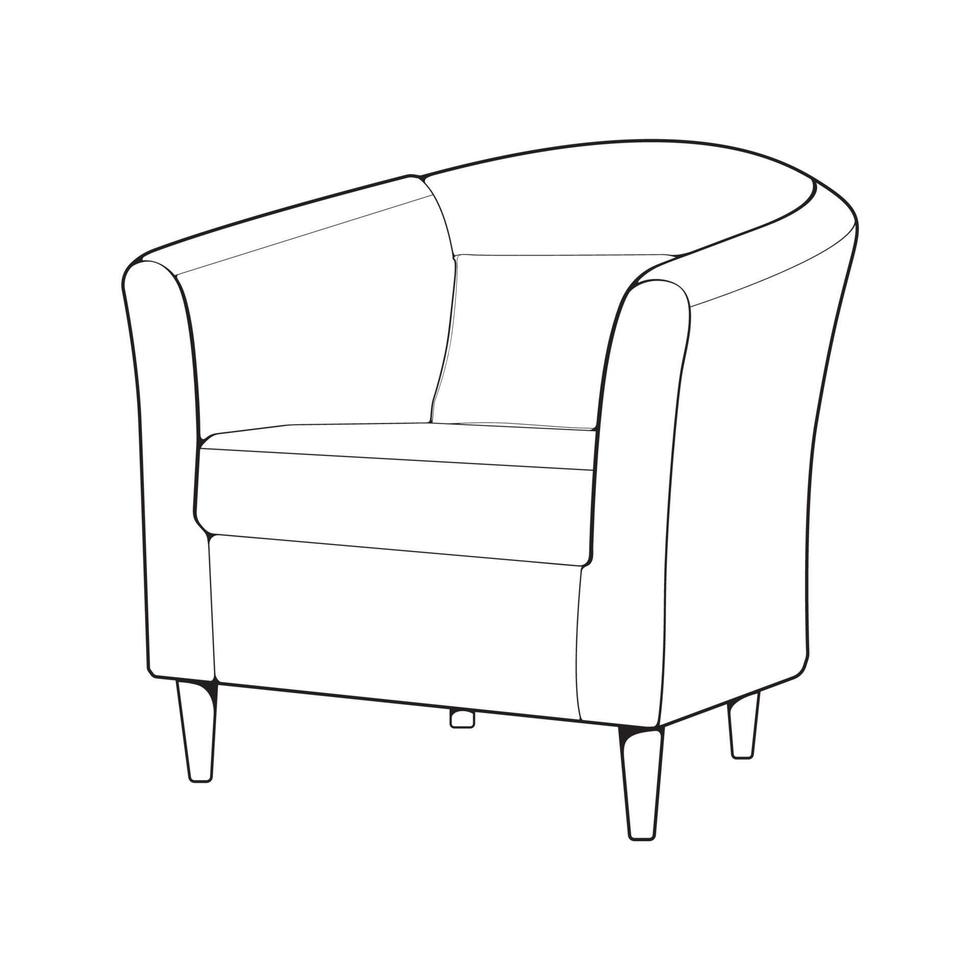 Sofa or couch line art illustrator. Outline furniture for living room. Vector illustration.