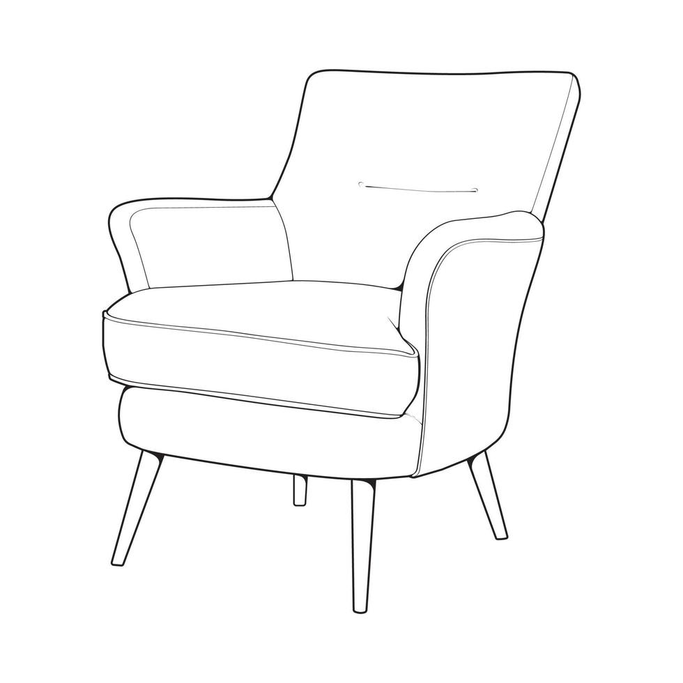 Sofa or couch line art illustrator. Outline furniture for living room. Vector illustration.