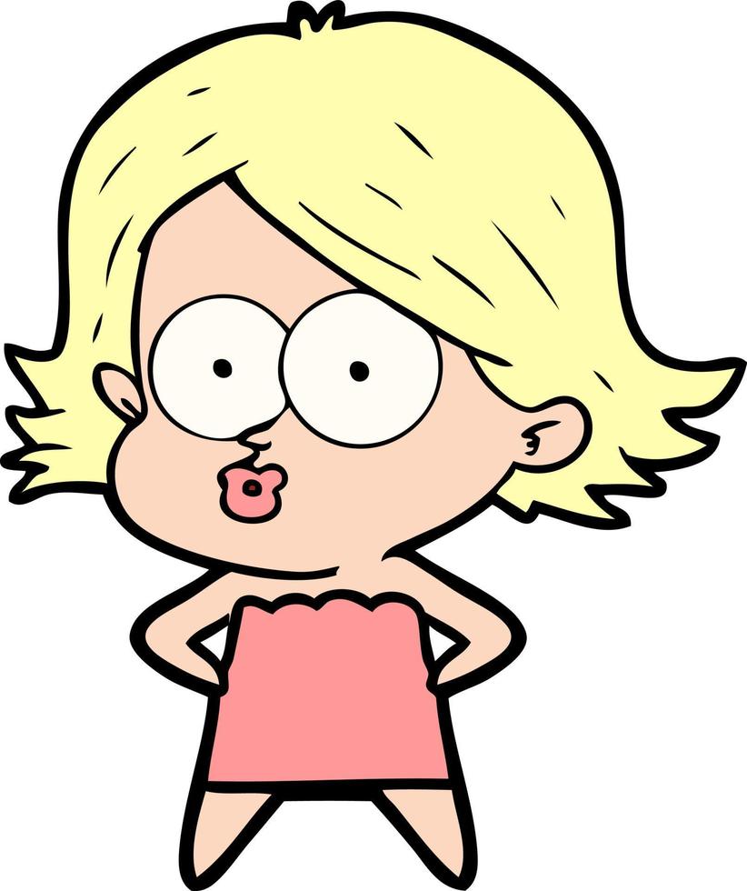 cartoon girl pouting vector