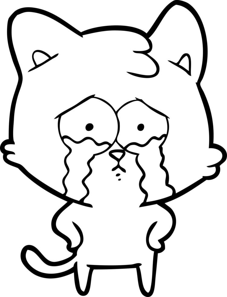 cartoon crying cat vector