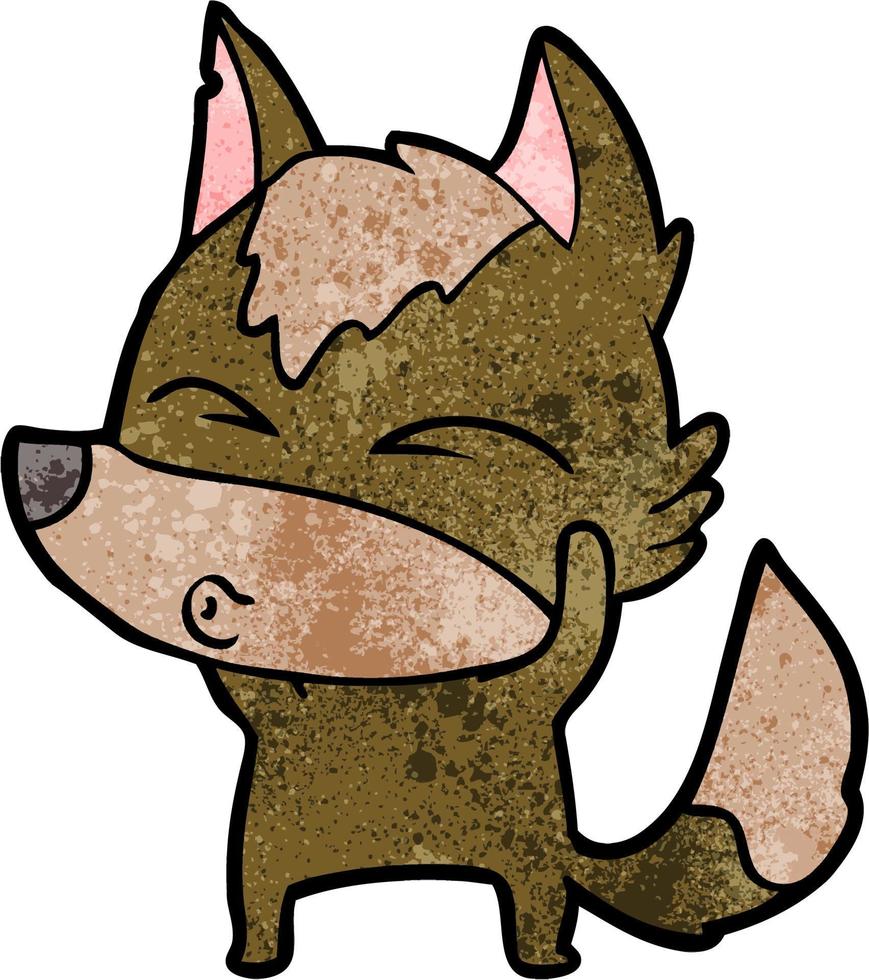 lobo de dibujos animados silbando vector