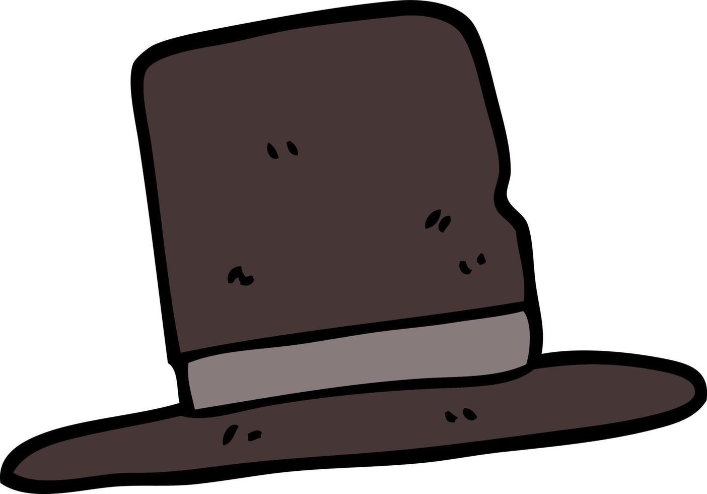 sombrero de copa de dibujos animados estilo doodle dibujado a mano vector