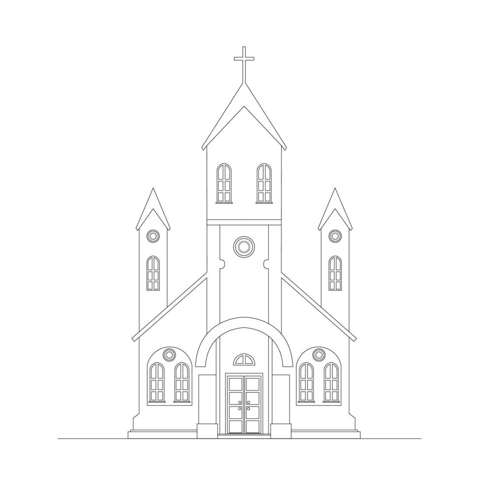 Church line art vector illustration