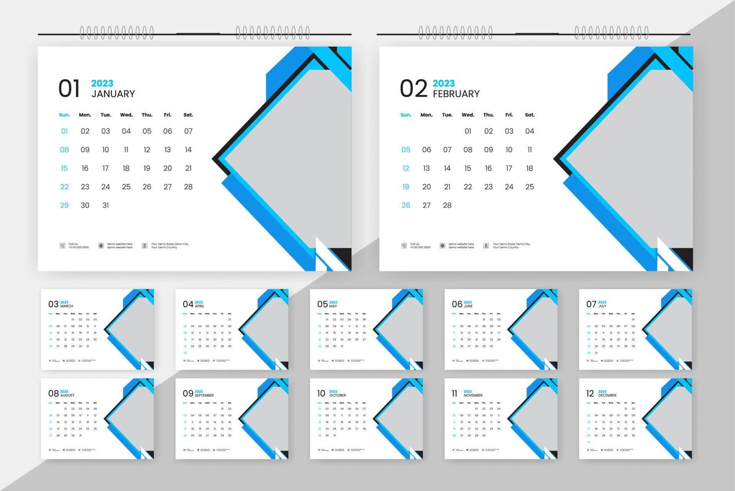 2023 desk calendar design template vector