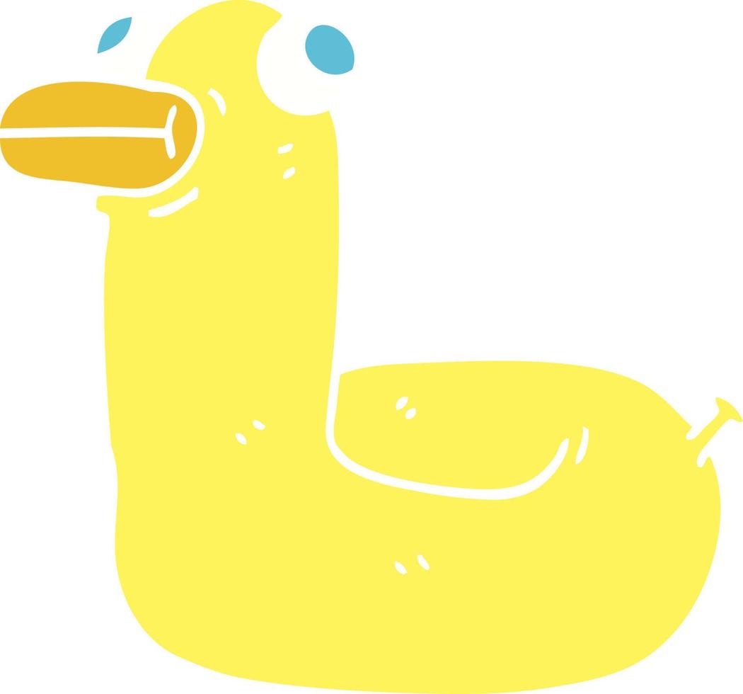 flat color illustration cartoon yellow ring duck vector
