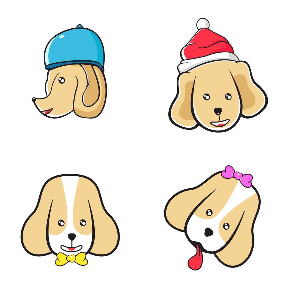 cute dog head design bundle vector