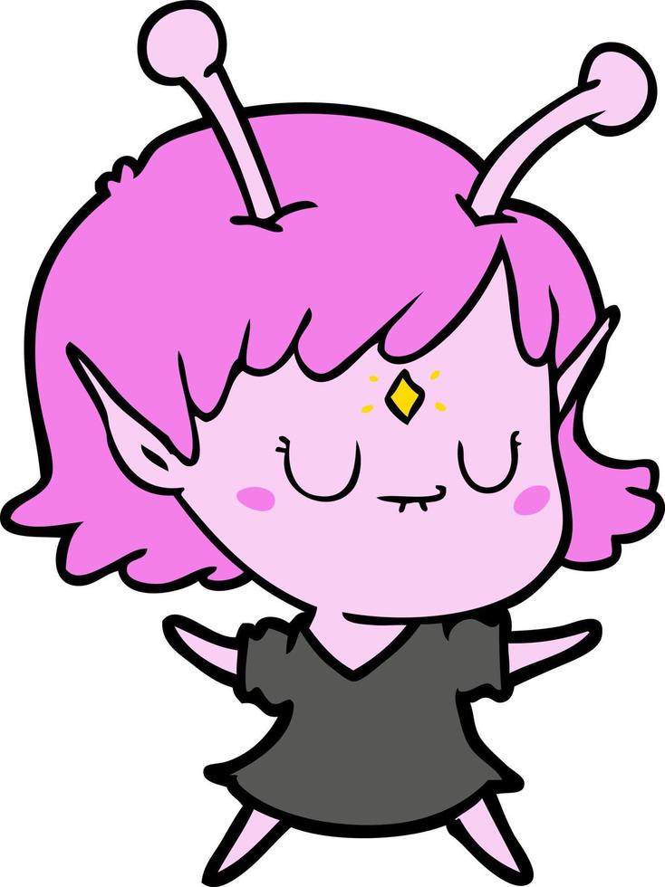 cartoon alien girl vector