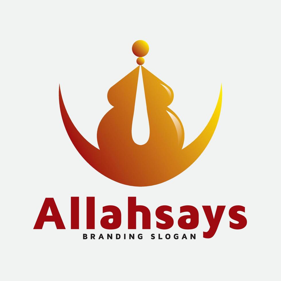 Almighty Allah and Prayer Mosque Logo vector