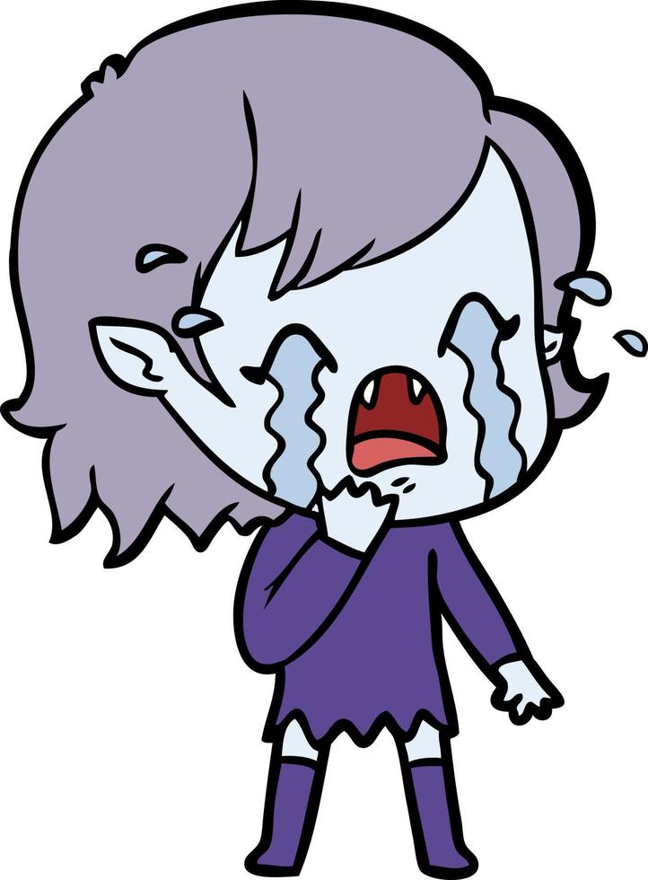 cartoon crying vampire girl vector