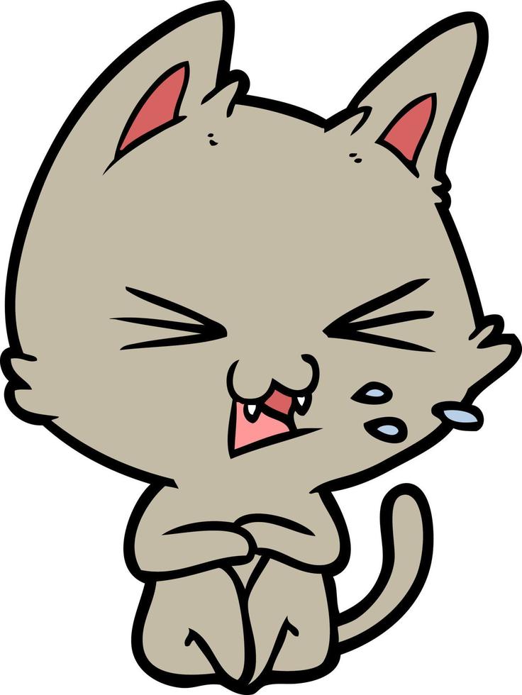 cartoon cat hissing vector