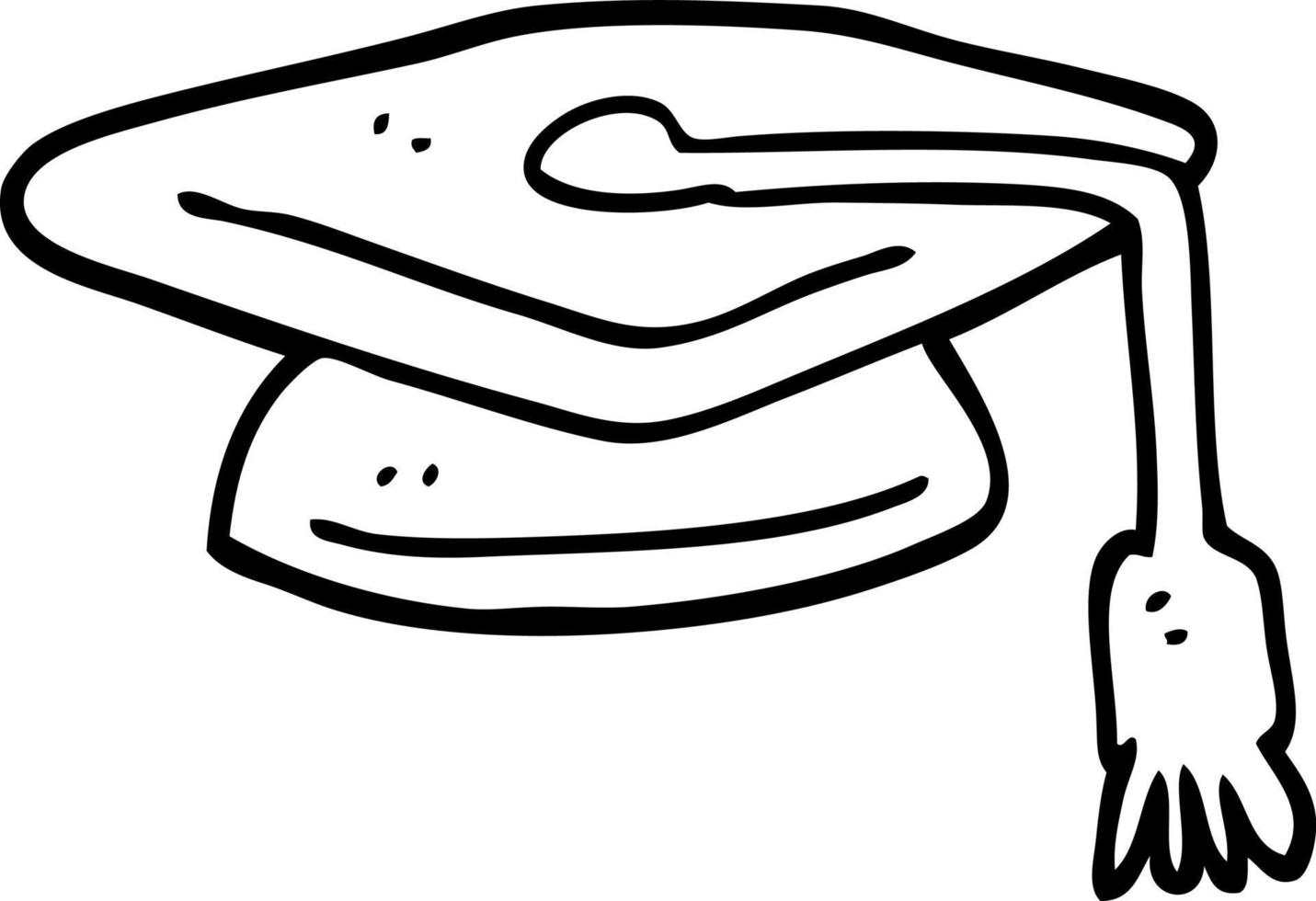 black and white cartoon graduation hat vector