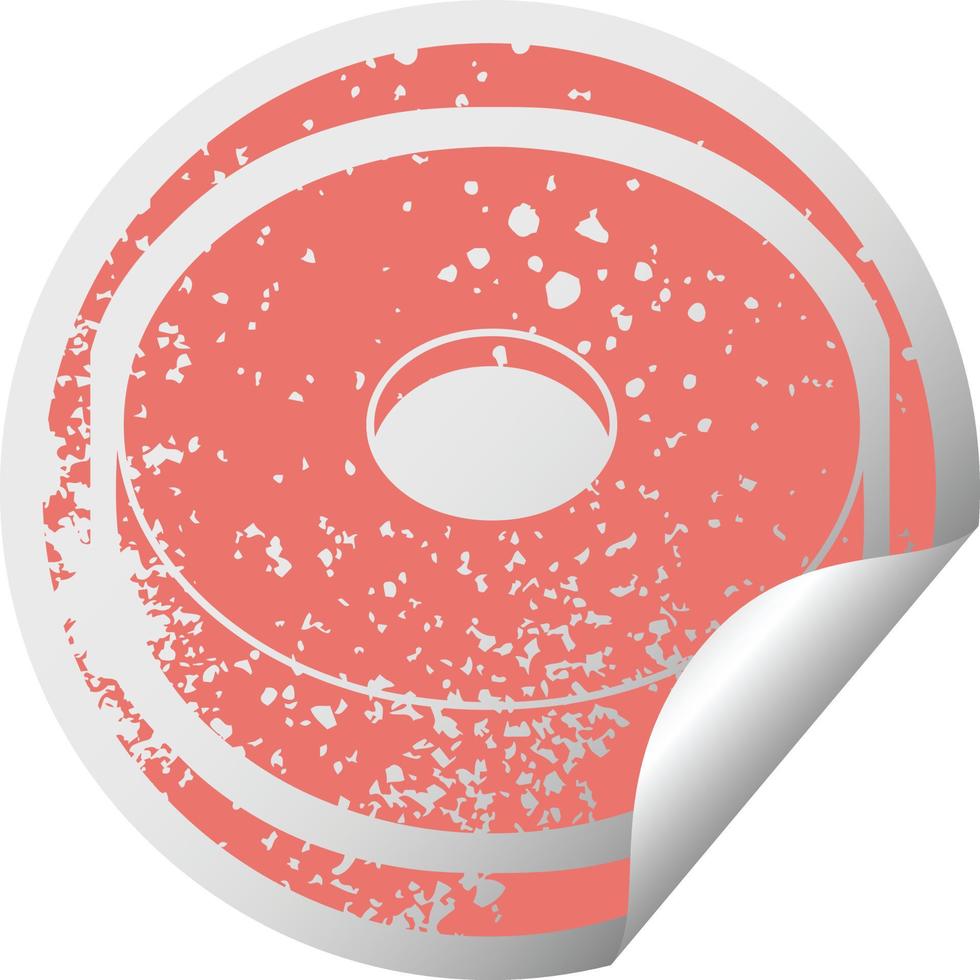 icono de ilustración de etiqueta engomada angustiada gráfica de donut vector