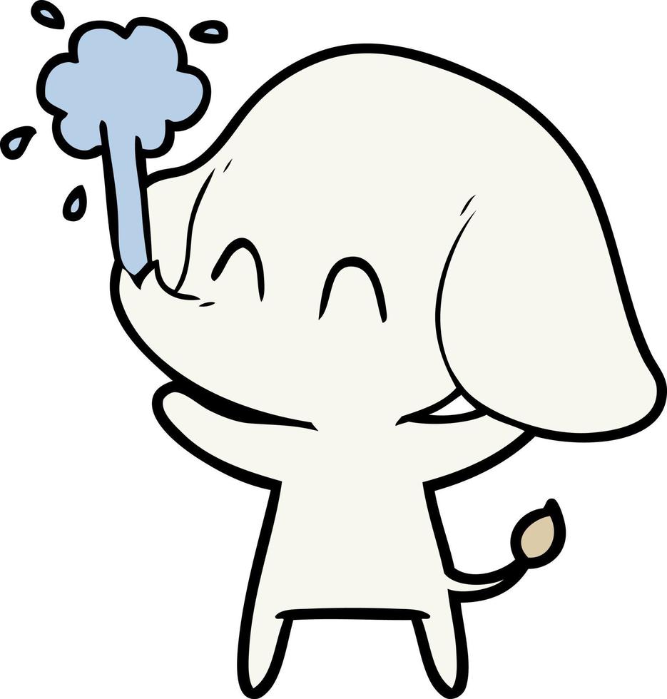 cute cartoon elephant spouting water vector