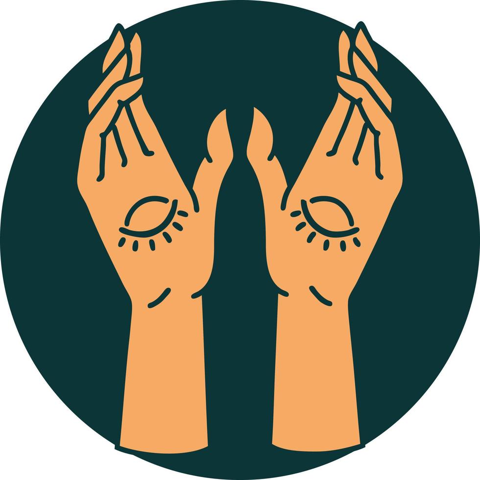 tattoo style icon of mystic hands vector