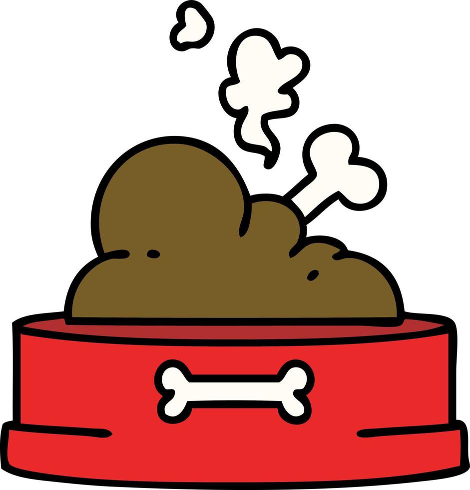 cartoon of a dog food bowl with bone vector