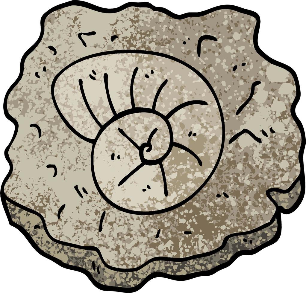 grunge textured illustration cartoon ancient fossil vector