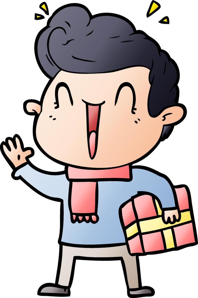 cartoon excited man vector