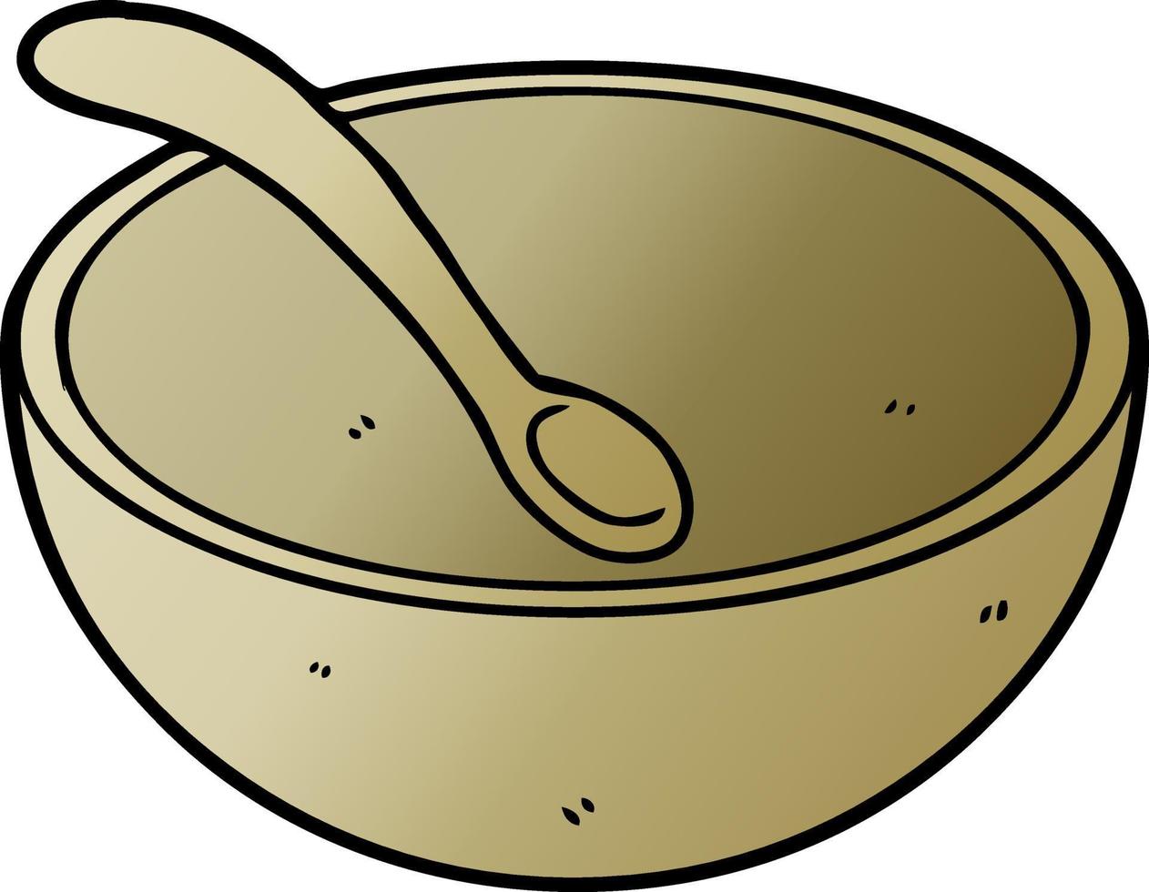 cartoon wooden bowl and spoon vector