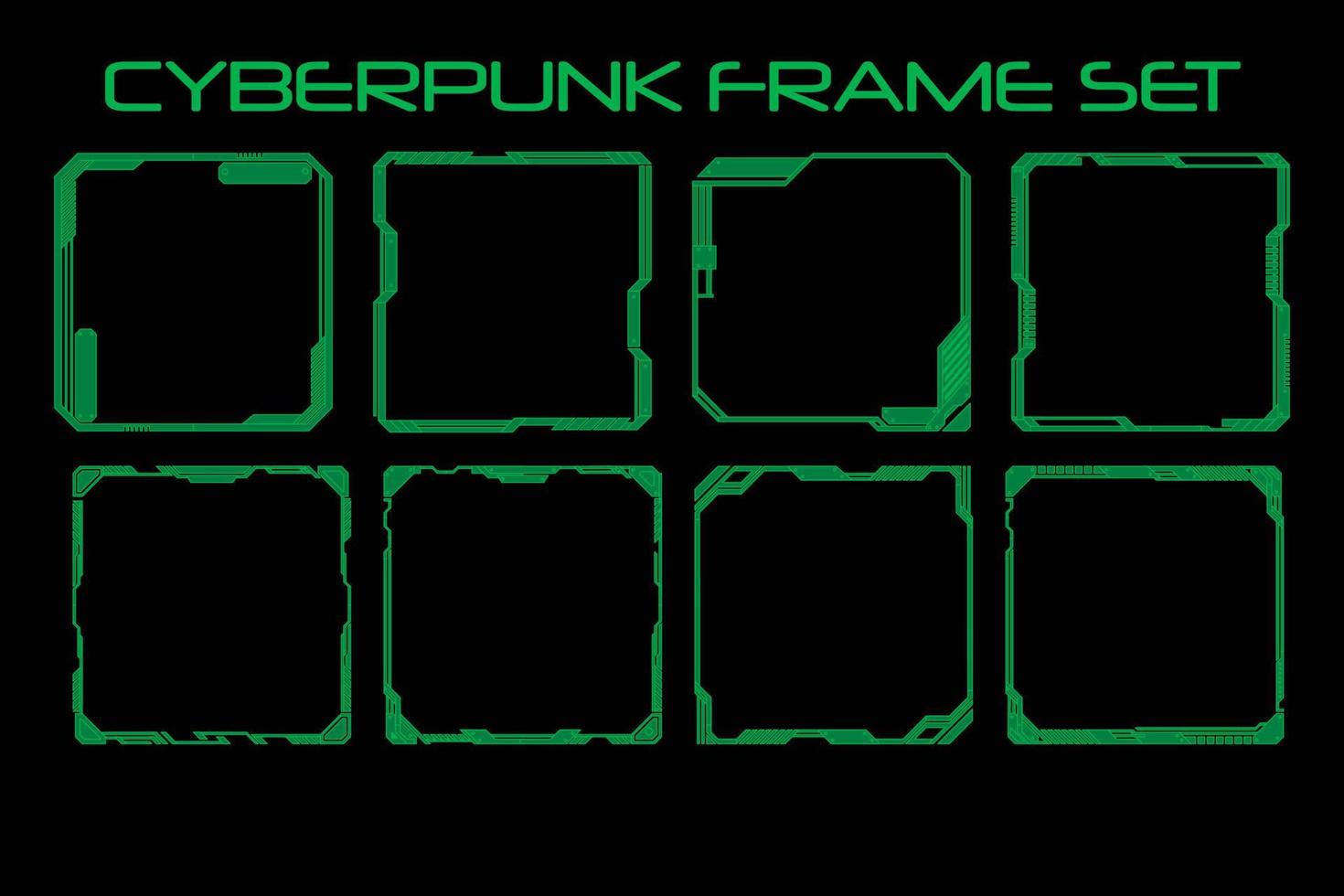 square cyber punk frame set vector