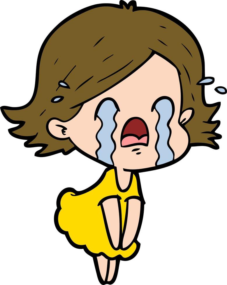 cartoon woman crying vector