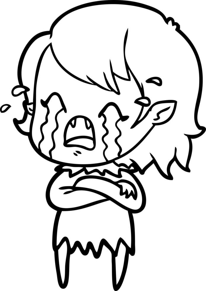 cartoon crying vampire girl vector