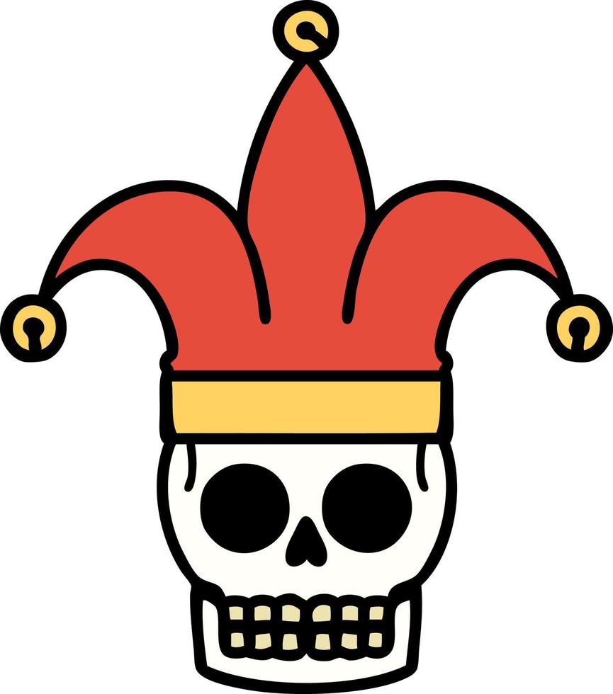 traditional tattoo of a skull jester vector