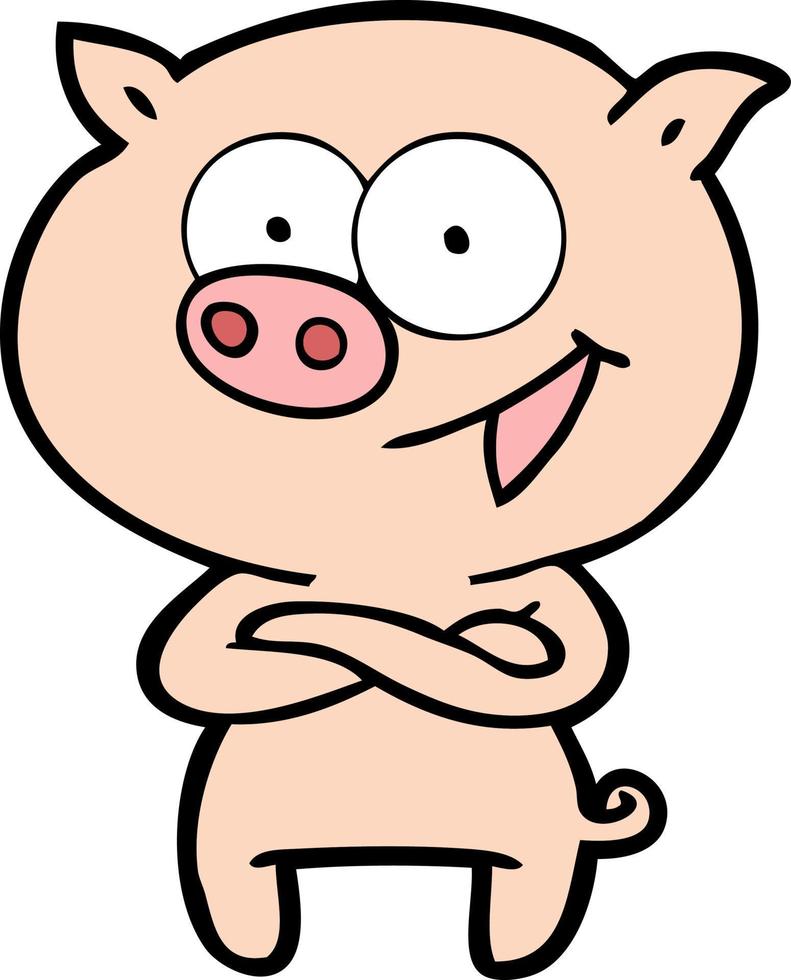 cheerful pig cartoon vector